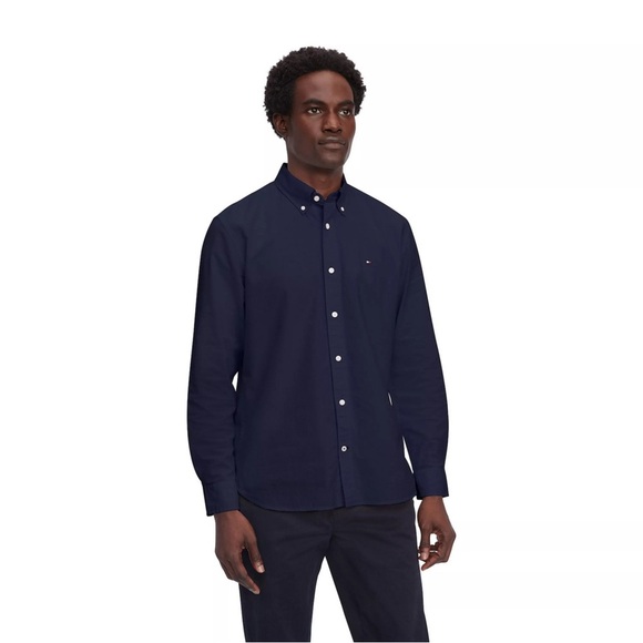 Tommy Hilfiger Navy Blue Heritage Oxford Slim Fit 15.5 32-33 Medium Dres… - Picture 1 of 6